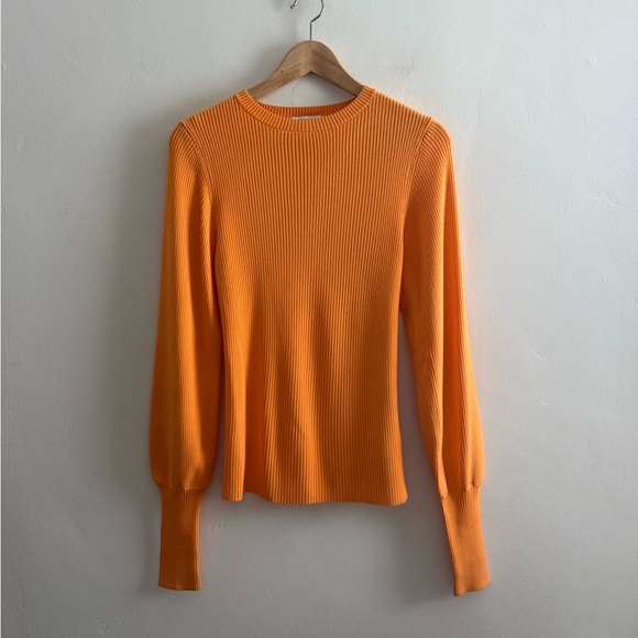 & OTHER STORIES Bright Orange Rib Knit Long Sleeve Top, Size XS - Picture 2 of 10